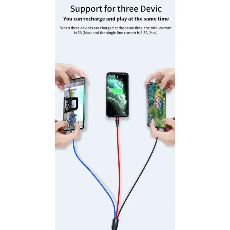 40W 5A USB to Micro USB + USB-C / Type-C + 8 Pin Fast Charging Data Cable Cable Length: 1.2m - 1.2m