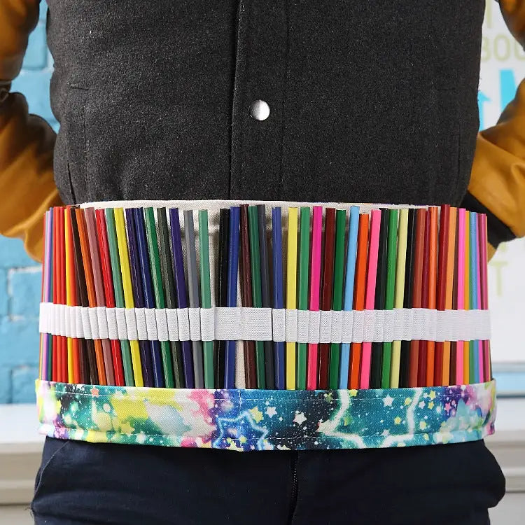 48 Slots Starry Sky Print Pen Bag Canvas Pencil Wrap Curtain Roll Up Pencil Case Stationery Pouch - 48 Slots