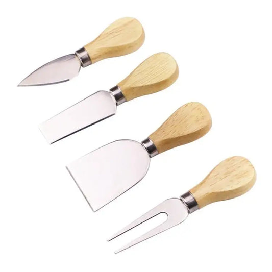 4pcs / Set Stainless Steel Cheese Knife Bamboo Handle Cheese Slicer Wood Handle Cheese Knives Set Cutter 4 in 1 Cheese