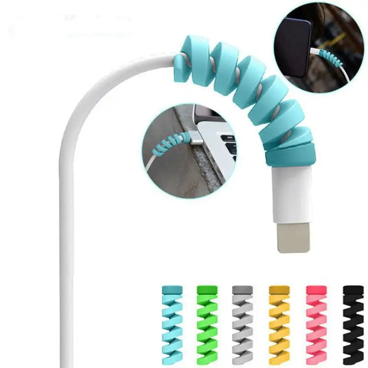 4pcs Spiral Style Silicone Data Cable Protective Cover Anti-wire Break Winder