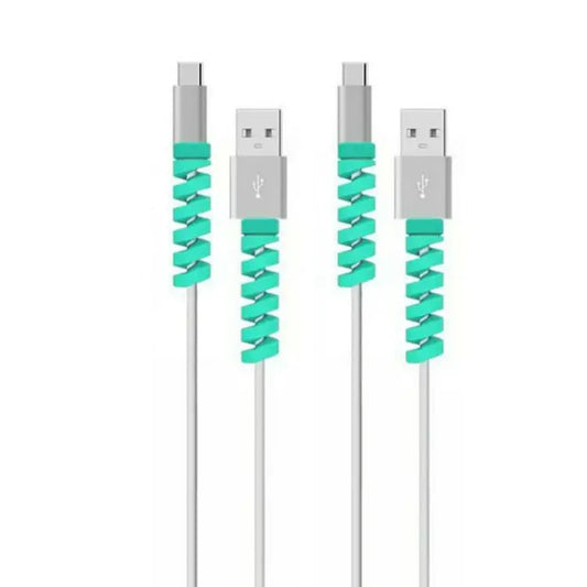 4pcs Spiral Style Silicone Data Cable Protective Cover Anti-wire Break Winder - Blue