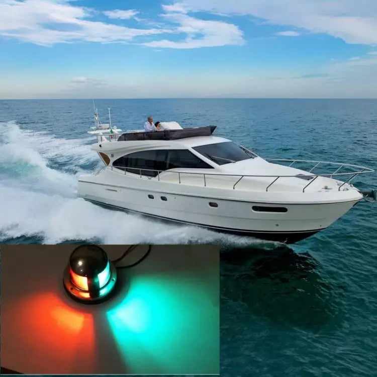 4W 12V IP65 Waterproof Stainless Steel Two-color Marine Signal Light Red and Green LED Lights 4W 12V - 4W 12V