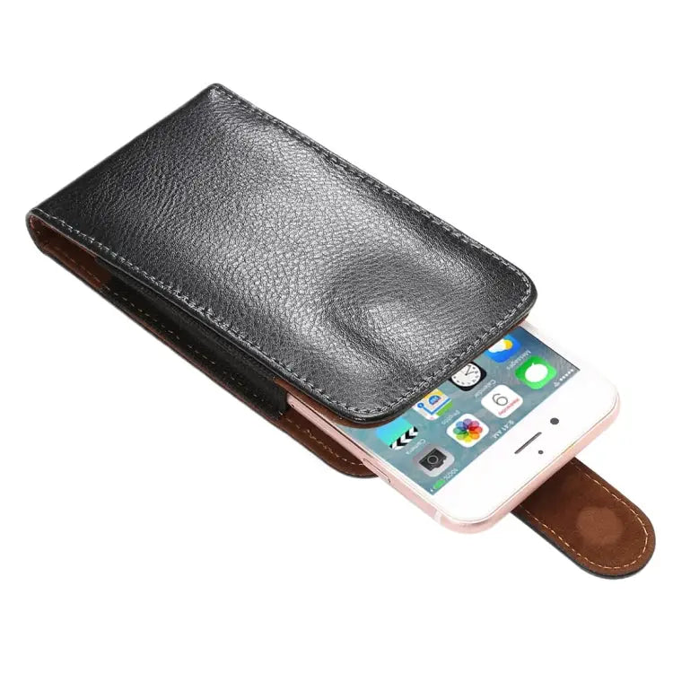 5.7 inch Litchi Texture Vertical Flip Upright Genuine Leather Case / Waist Bag with Rotatable Back Splint for iPhone 7