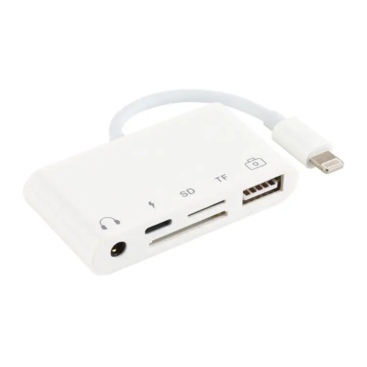 5 in 1 8 Pin to USB HUB And USB-C / Type-C And 3.5mm Earphone And SD And TF Card Reader