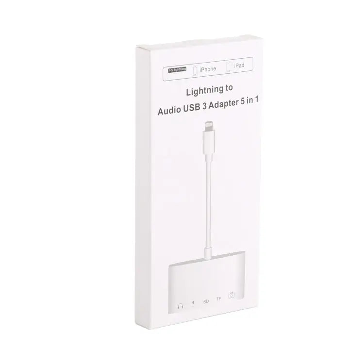 5 in 1 8 Pin to USB HUB And USB-C / Type-C And 3.5mm Earphone And SD And TF Card Reader