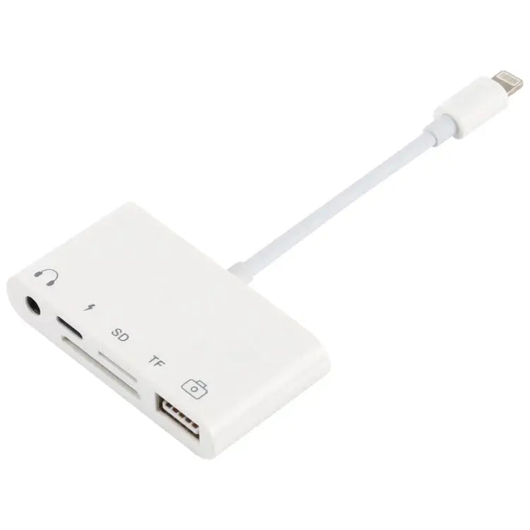 5 in 1 8 Pin to USB HUB And USB-C / Type-C And 3.5mm Earphone And SD And TF Card Reader