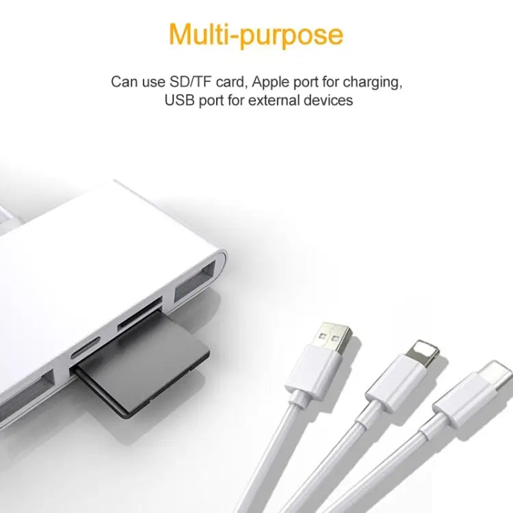 5 in 1 8 Pin + Type-C / USB-C + USB + TF Card + SD Card Multi-function Camera Reader Adapter - 5 in 1