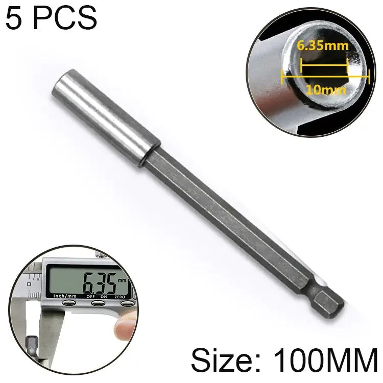 5 PCS 1/4 Electric Batch Head High Magnetism Connecting Rod Pistol Drill Extension Rod Sleeve Fast Turning Joint