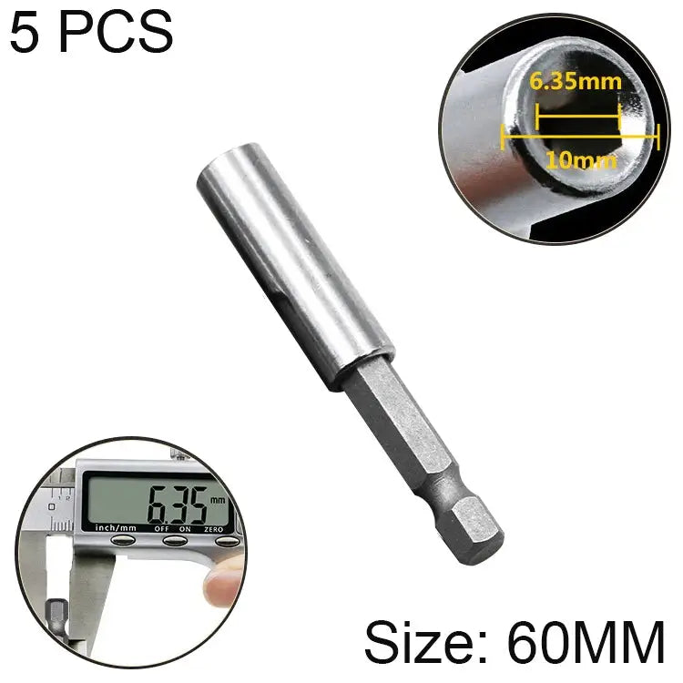 5 PCS 1/4 Electric Batch Head High Magnetism Connecting Rod Pistol Drill Extension Rod Sleeve Fast Turning Joint