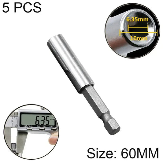 5 PCS 1/4 Electric Batch Head High Magnetism Connecting Rod Pistol Drill Extension Rod Sleeve Fast Turning Joint