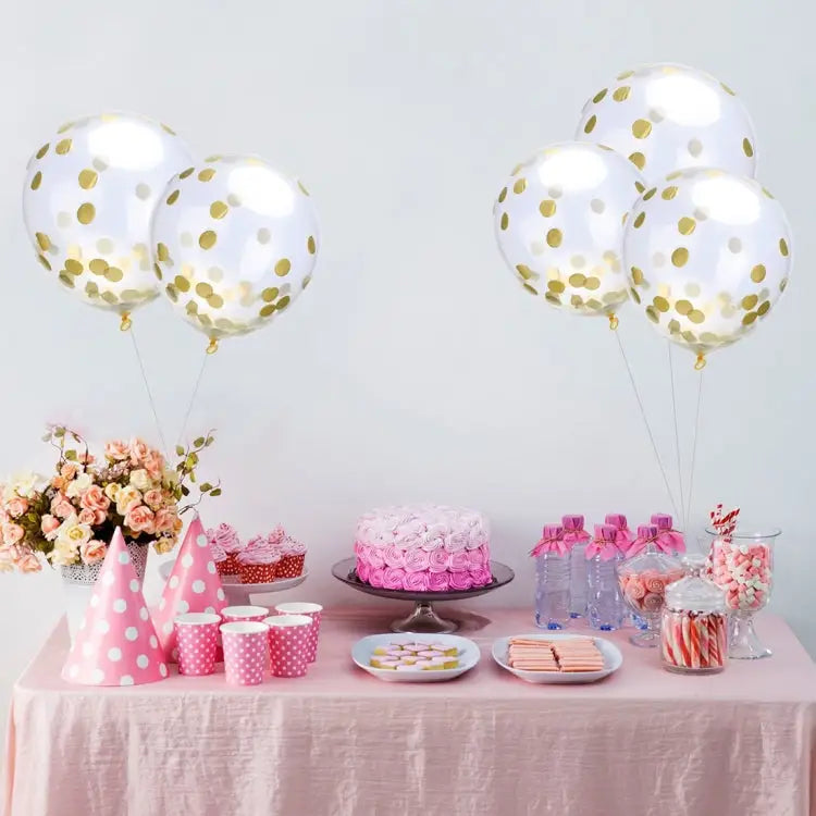 5 PCS 12 inch Transparent Gold Sequins Confetti Balloons Holiday Party Wedding Decoration Confetti Balloons Random