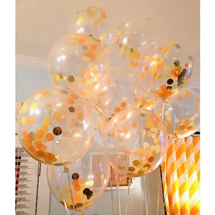 5 PCS 12 inch Transparent Gold Sequins Confetti Balloons Holiday Party Wedding Decoration Confetti Balloons Random