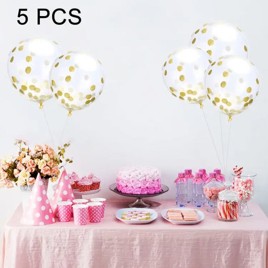 5 PCS 12 inch Transparent Gold Sequins Confetti Balloons Holiday Party Wedding Decoration Confetti Balloons Random