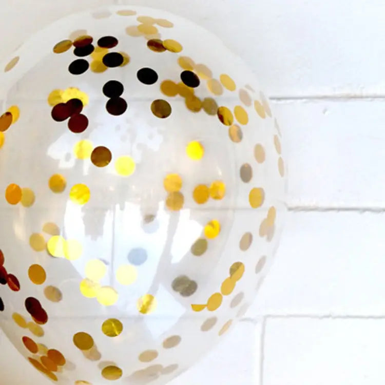5 PCS 12 inch Transparent Gold Sequins Confetti Balloons Holiday Party Wedding Decoration Confetti Balloons Random