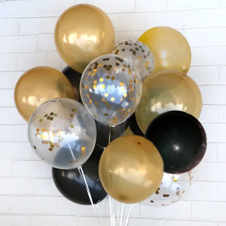 5 PCS 12 inch Transparent Gold Sequins Confetti Balloons Holiday Party Wedding Decoration Confetti Balloons Random