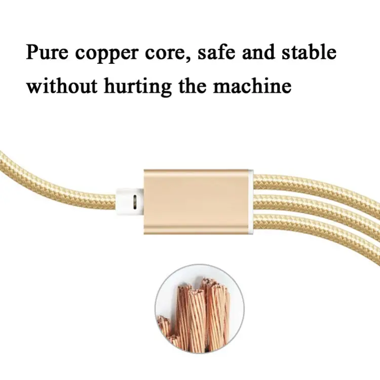 5 PCS 2A 3 In 1 USB To USB-C / Type-C + 8 Pin + Micro USB Braided Data Cable - USB To USB-C / Type-C + 8 Pin + Micro