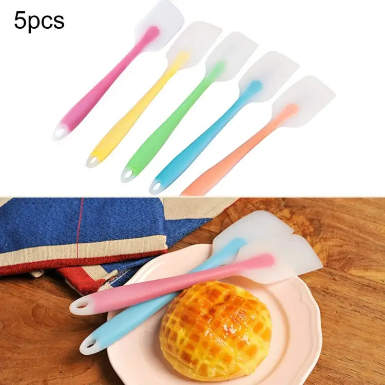 5 PCS Baking Tool Translucent Integrated High Temperature Resistance Cream Silicone Scraper Cake Spatula Random Color
