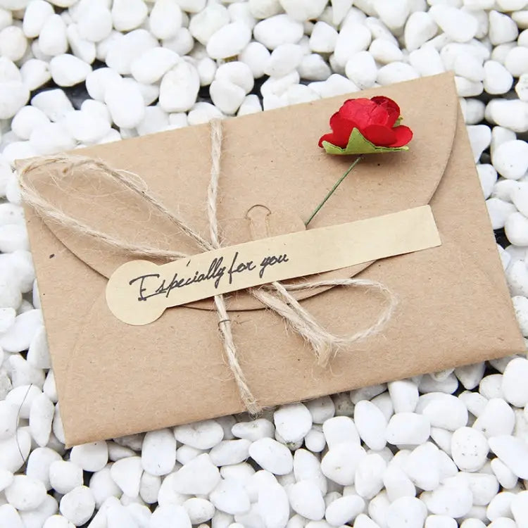 5 PCS Festival Creative DIY Retro Kraft Paper Handmade Large Dry Flower Greeting Card Birthday Card Dry Flower Greeting