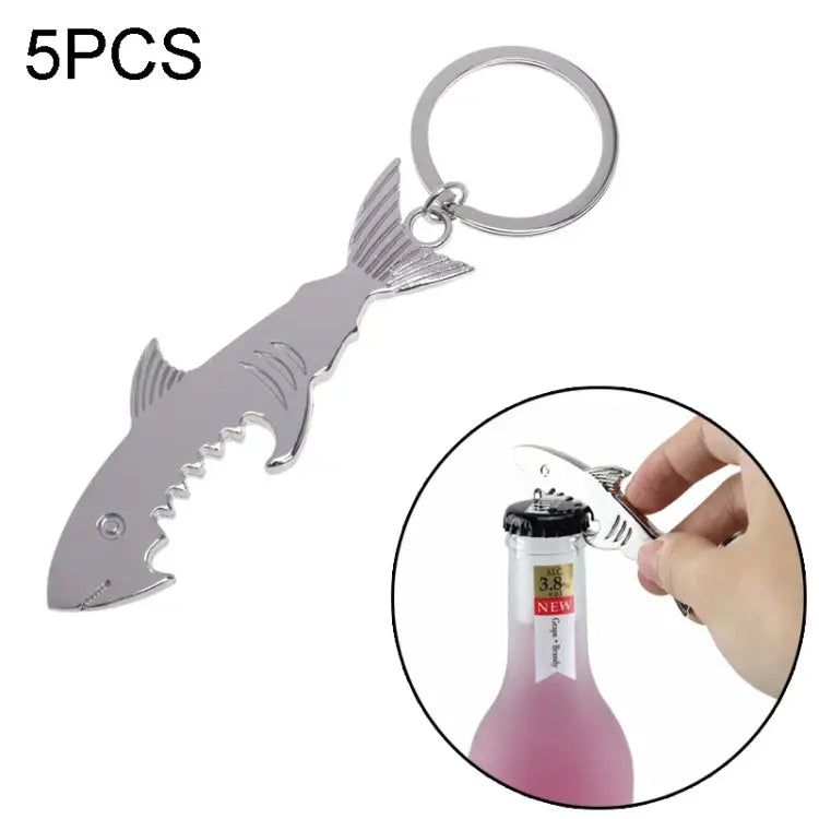 5 PCS Multi-function Shark Bottle Opener Key Chain Car Key Pendant Size: 13.5x3cm Shark shape - Shark shape