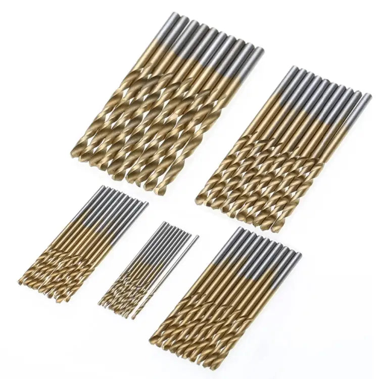 50 PCS/Set Titanium Coated Drill Bits High Speed Steel Drill Bit Set Power Drilling Tools 50 PCS/Set Drill Bits - 50