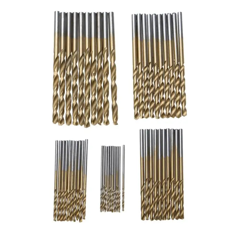 50 PCS/Set Titanium Coated Drill Bits High Speed Steel Drill Bit Set Power Drilling Tools 50 PCS/Set Drill Bits - 50
