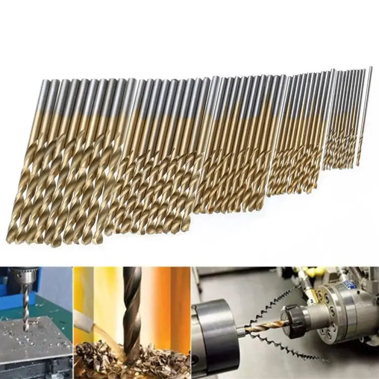 50 PCS/Set Titanium Coated Drill Bits High Speed Steel Drill Bit Set Power Drilling Tools 50 PCS/Set Drill Bits - 50