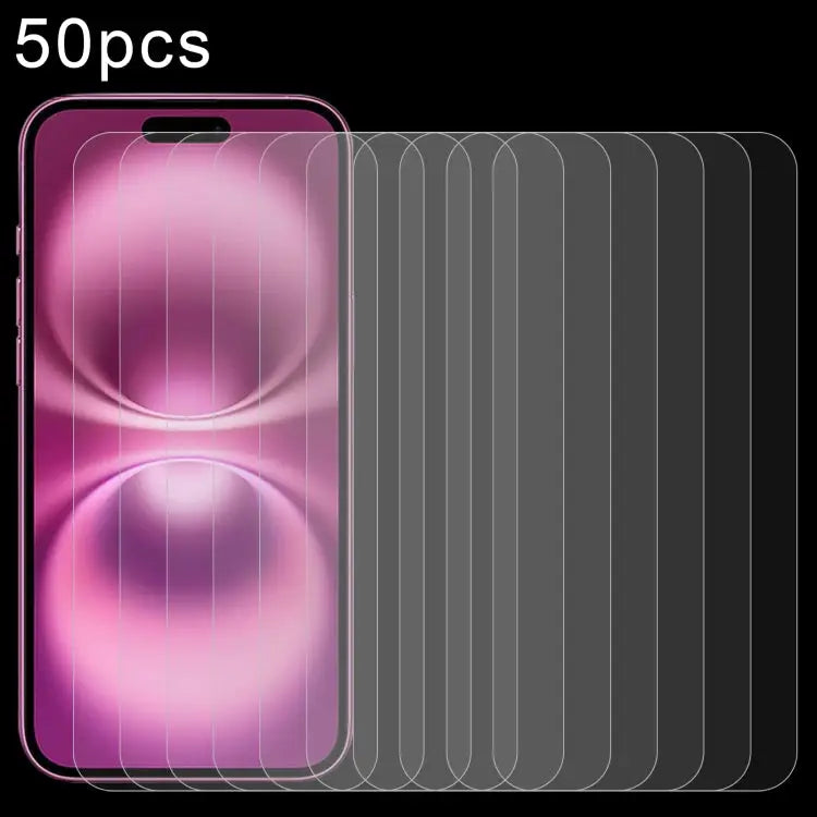 50pcs 0.26mm 9H 2.5D Tempered Glass Film - For iPhone 16 Plus - Apple Accessories