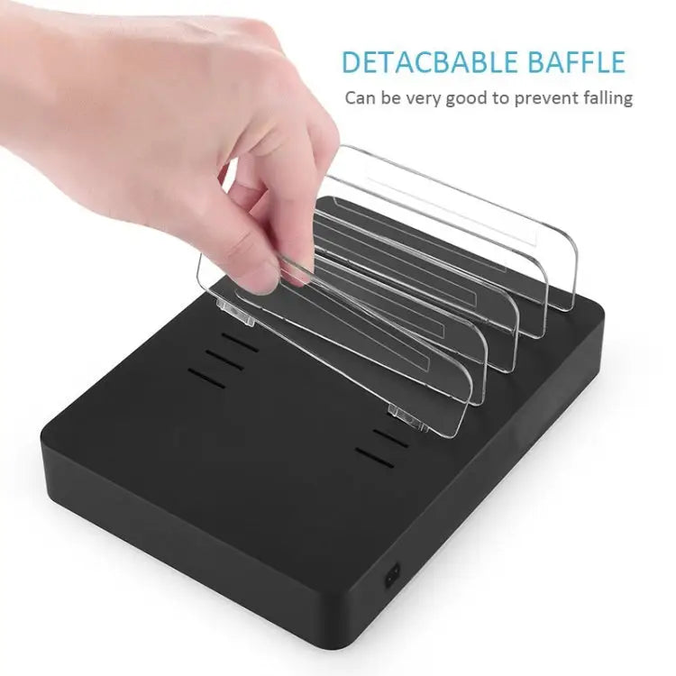 50W 6 USB Ports + 2 USB-C / Type-C Ports + Wireless Charging Multi-function Charger with LED Display & Detachable Bezel