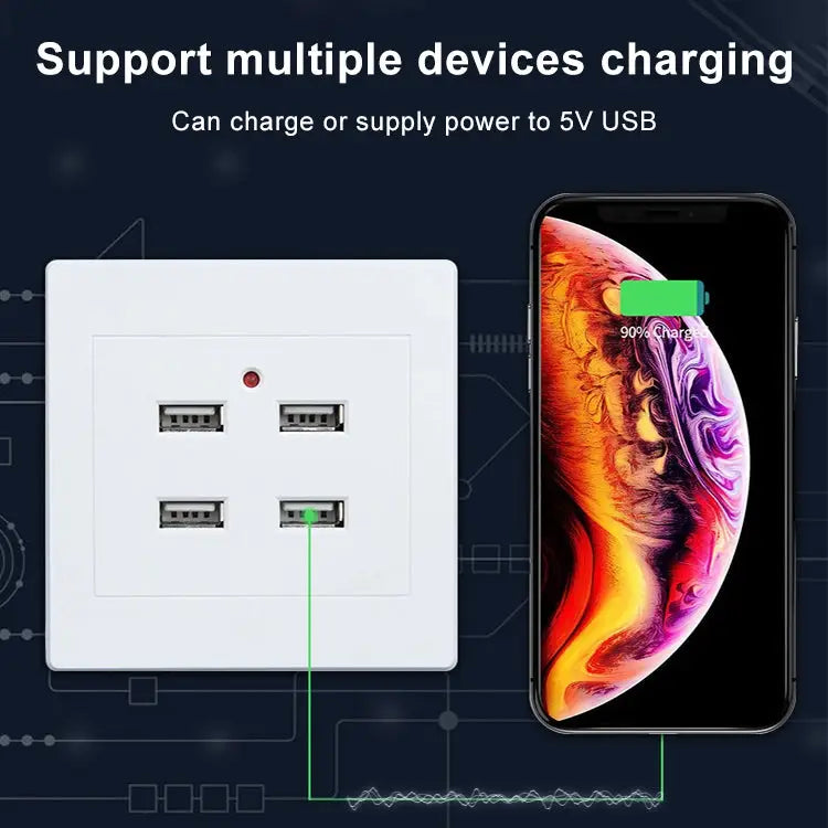 5V 3.1A 4 Ports USB Wall Charger Adapter Dock Station Socket Power Panel 36V input 4 Ports USB 2.0 - 4 Ports USB 2.0