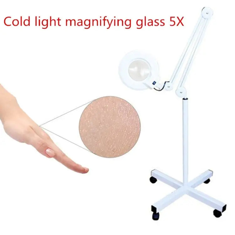 5X Foldable Swing Arm Desk Table Mount Magnifier with Lamp Light for Facial Tattoo Eyebrow Nail Salon Beauty Cool White