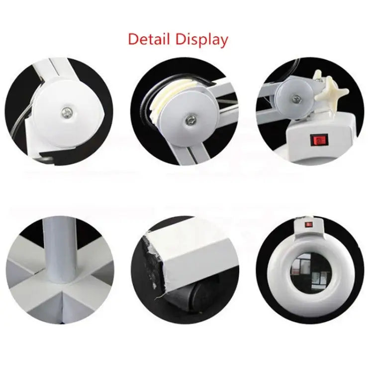 5X Foldable Swing Arm Desk Table Mount Magnifier with Lamp Light for Facial Tattoo Eyebrow Nail Salon Beauty Cool White