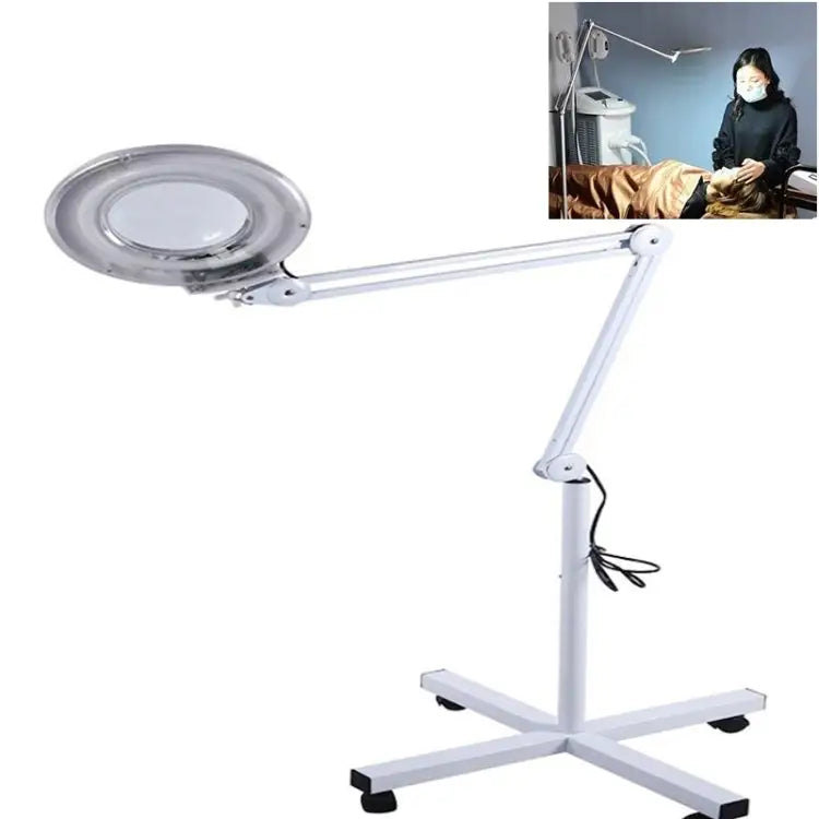 5X Foldable Swing Arm Desk Table Mount Magnifier with Lamp Light for Facial Tattoo Eyebrow Nail Salon Beauty Cool White