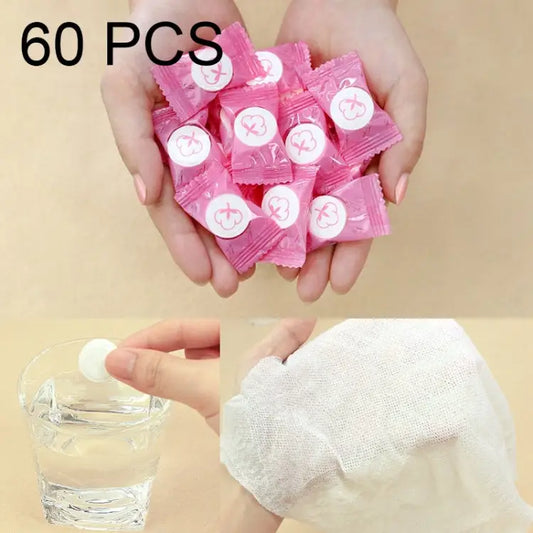 60 PCS Candy Style Portable Disposable Travel Cotton Towel Size: 22*20cm 60 PCS - 60 PCS