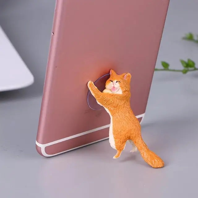 60 PCS Sucker Design Cute Cat Smartphone Holder White Gray Orange Brown orange Black White 02 - Orange