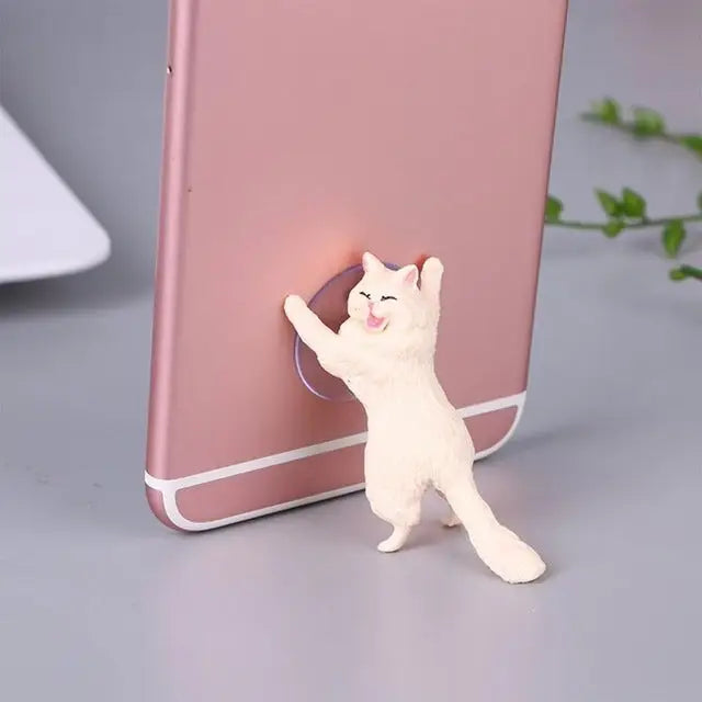 60 PCS Sucker Design Cute Cat Smartphone Holder White Gray Orange Brown orange Black White 02 - White