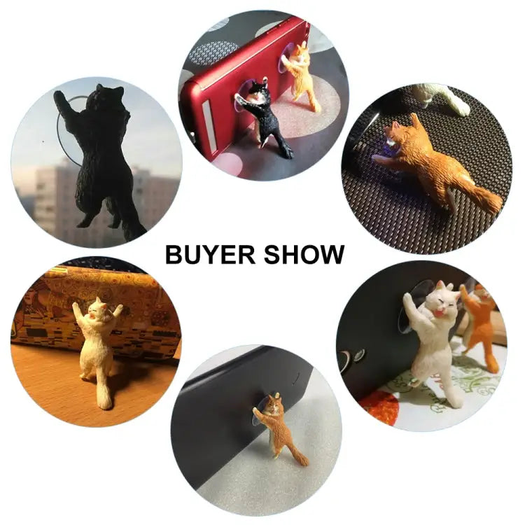 60 PCS Sucker Design Cute Cat Smartphone Holder White Gray Orange Brown orange Black White 02