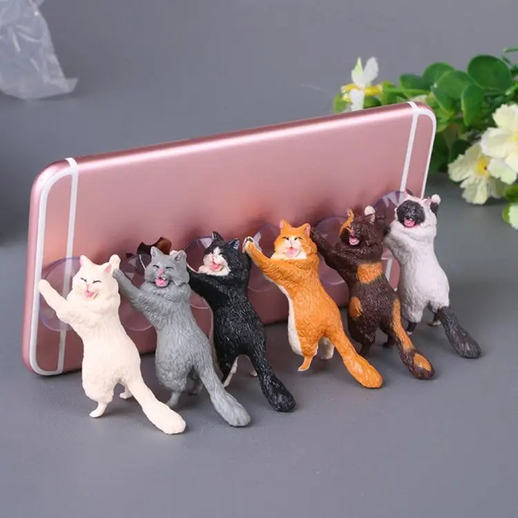 60 PCS Sucker Design Cute Cat Smartphone Holder White Gray Orange Brown orange Black White 02