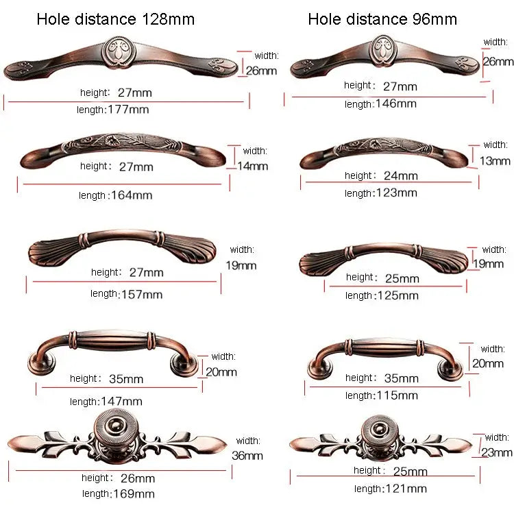 6029-96 Solid Wood Furniture Cabinet Handle Red Bronze Handles 6029-96 - 6029-96