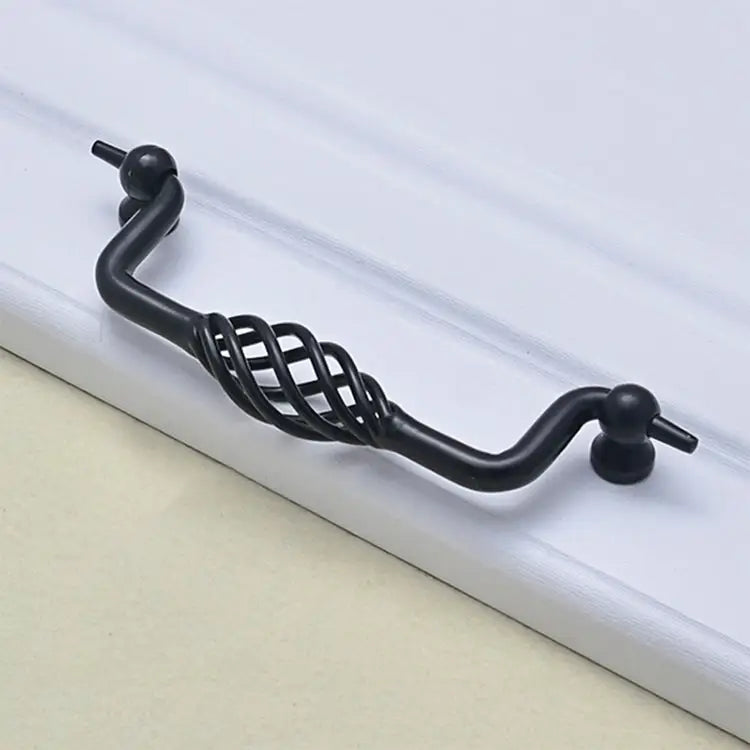 6100-160 Classic Birdcage Shape Iron Cabinet Wardrobe Drawer Door Handle Hole Spacing: 160mm (Matte Black) 6100-160