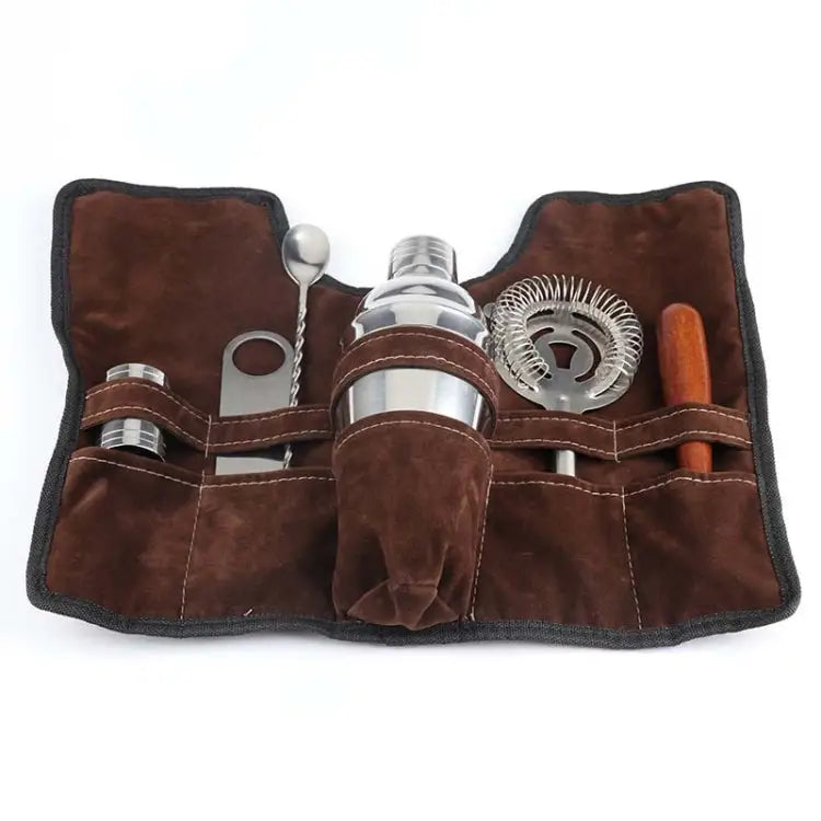 7 in 1 Stainless Steel Wine Cocktail Shaker Tools Set with Cloth Bag Capacity: 550ml 550ml - 550ml