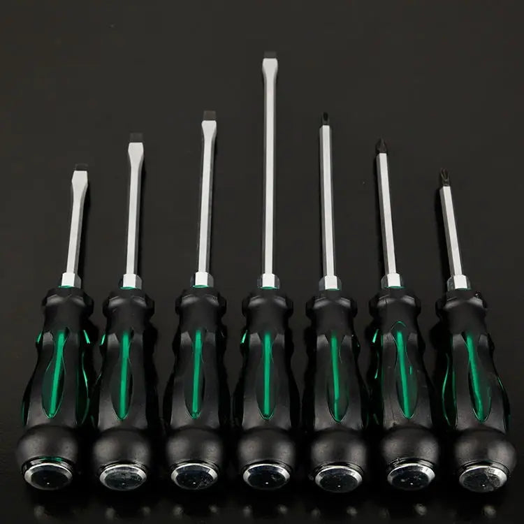 7 PCS / Set Knocking Screwdriver Oil-Resistant Through-Core Screwdriver Home Auto Repair Screwdriver Color Random