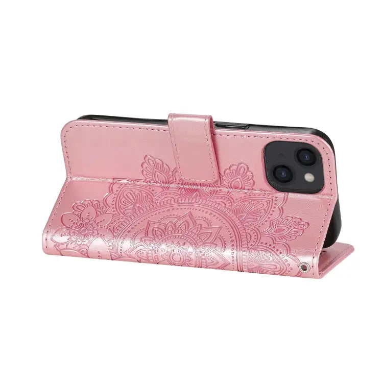 7-petal Flowers Embossing Pattern Horizontal Flip PU Leather Case with Holder & Card Slots & Wallet & Photo Frame
