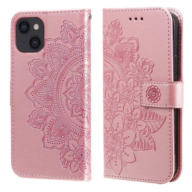 7-petal Flowers Embossing Pattern Horizontal Flip PU Leather Case with Holder & Card Slots & Wallet & Photo Frame
