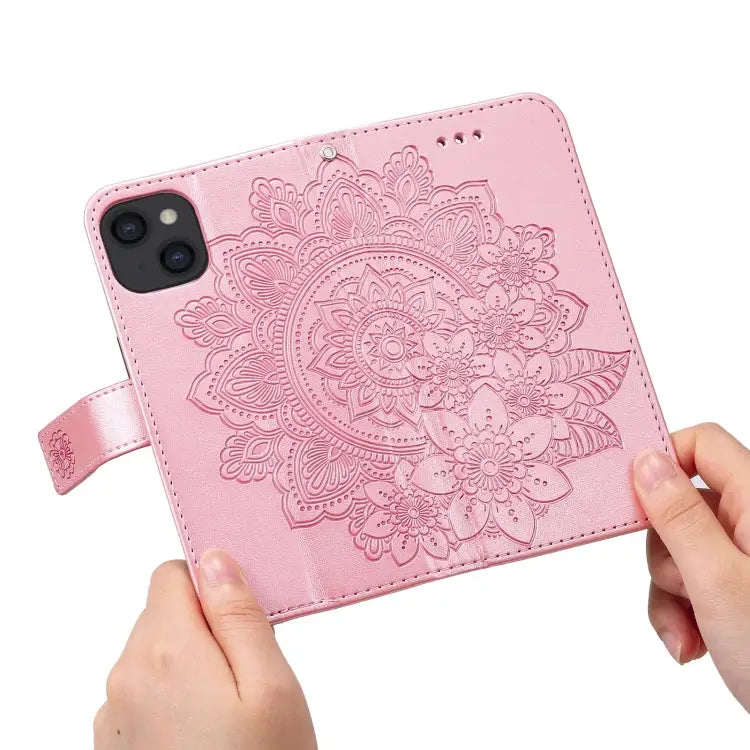 7-petal Flowers Embossing Pattern Horizontal Flip PU Leather Case with Holder & Card Slots & Wallet & Photo Frame