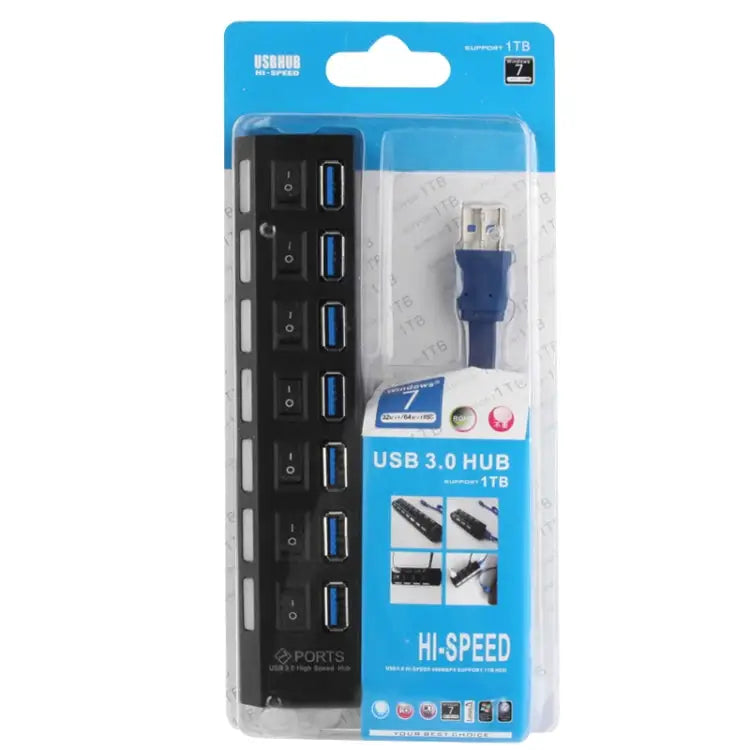 7 Ports USB 3.0 HUB Super Speed 5Gbps Plug and Play Support 1TB 7 Ports (Black) 7 Ports (White)