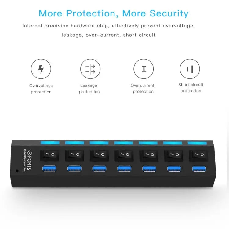 7 Ports USB 3.0 HUB Super Speed 5Gbps Plug and Play Support 1TB 7 Ports (Black) 7 Ports (White)