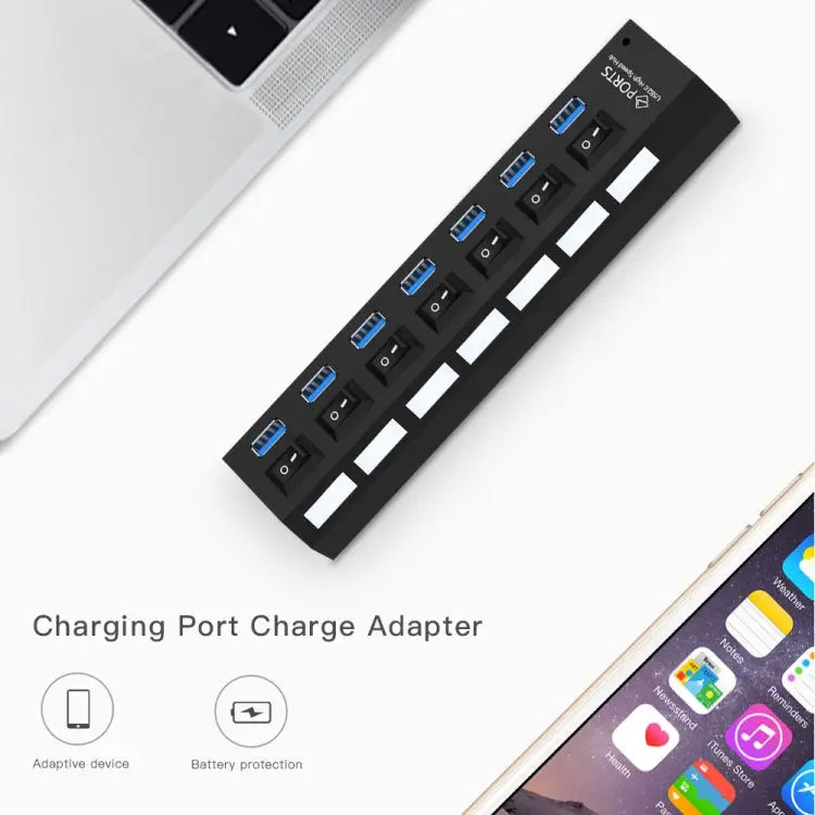 7 Ports USB 3.0 HUB Super Speed 5Gbps Plug and Play Support 1TB 7 Ports (Black) 7 Ports (White)