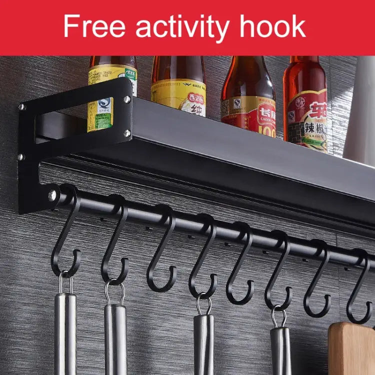 70cm 10 Hooks Kitchen Multi-function Wall Hanging Holder Seasoning Storage Rack 70cm 10 Hooks(Black) - 70cm 10