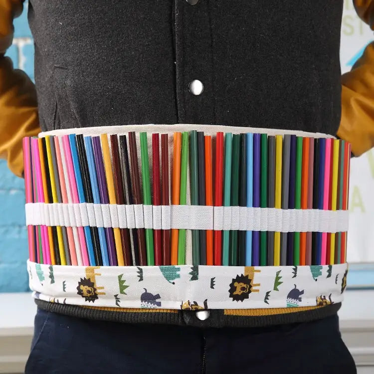 72 Slots Cartoon Animal Print Pen Bag Canvas Pencil Wrap Curtain Roll Up Pencil Case Stationery Pouch 72 Slots - 72