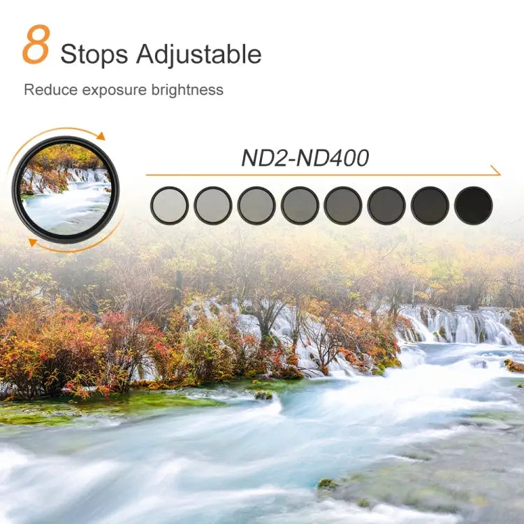 72mm ND Fader Neutral Density Adjustable Variable Filter ND 2 to ND 400 Filter 72mm - 72mm